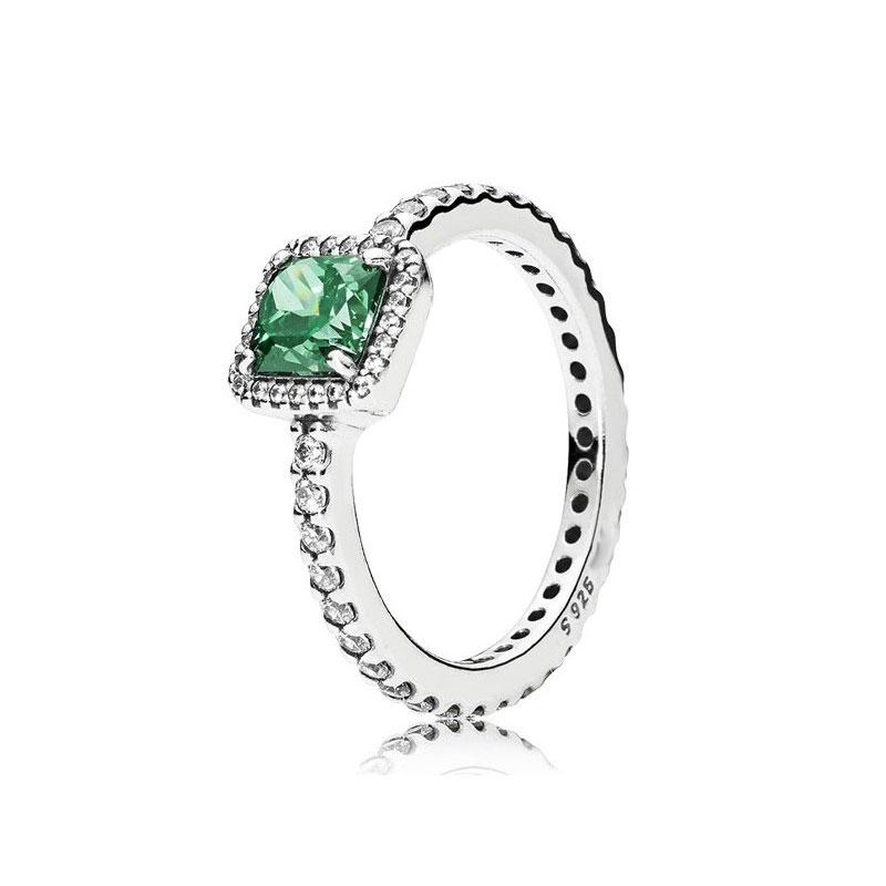 

Factory wholesale 925 Sterling Ring Silver Green Cz Stones Timeless Elegance Fit Jewelry Engagement Wedding Lovers Fashion Ring For Women
