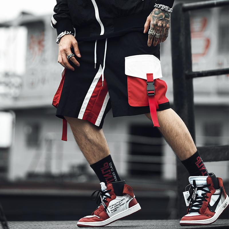 

2020 Summer Cargo Shorts Men Ribbons Pocket Casual Elastic Waist Bermudas Male Style Hip Hop Shorts Men Joggers, Khaki