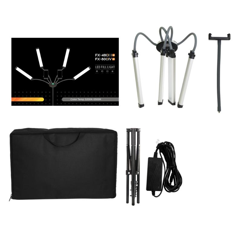 

3000K-5600K 50W/80W Photo Studio Double/Four Arms Tube lamp Fill Selfie Ring light with Tripod Long LED Strips + handbag kit