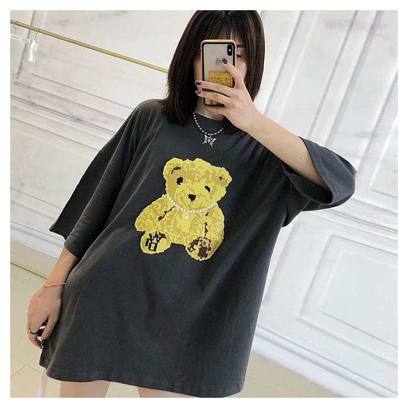 

2021 Summer New Embroidery Splice Bear Welldone t Shirt Men Women Fashion Casual Oversize We11done T-shirt 9vc8, White