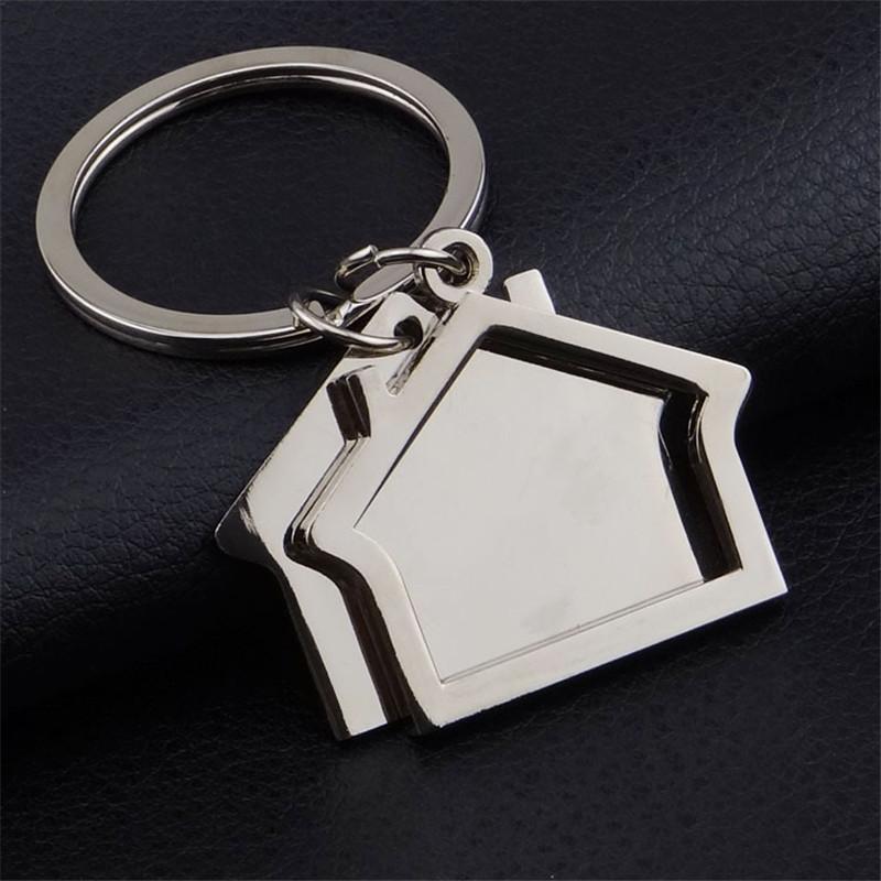 

10 pieces/lot Zinc Alloy House Shaped Keychains Novelty Keyrings Gifts for Promotion House key ring, Slivery;golden