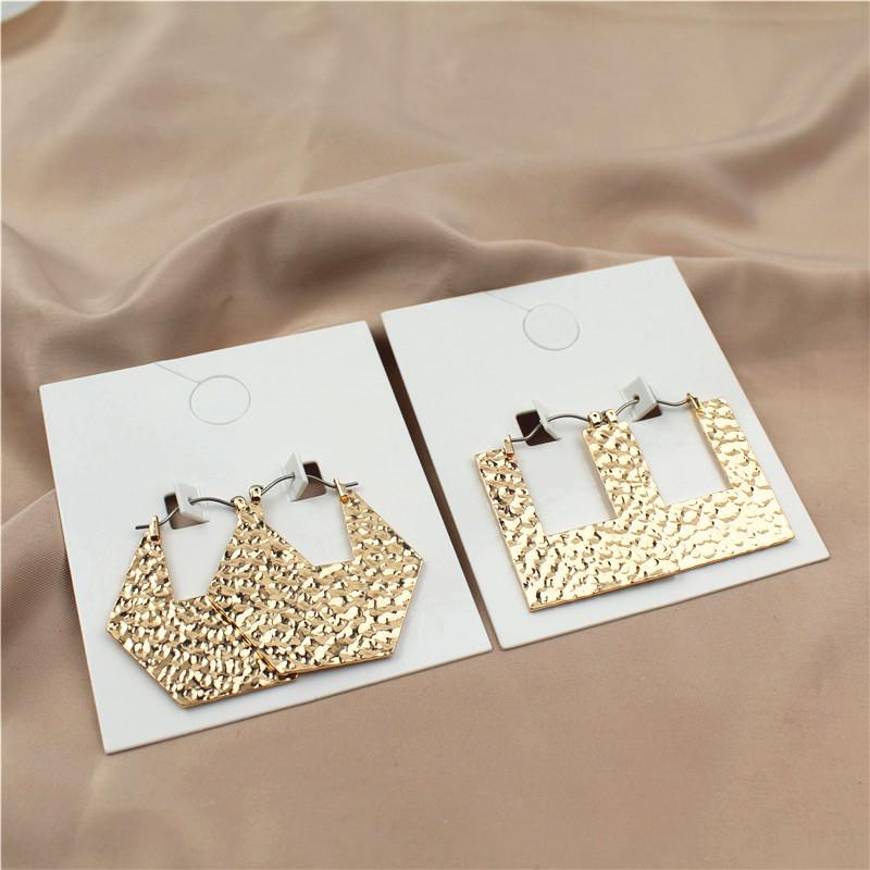 

New Fashion Punk Gold Color Alloy Concavo-convex Geometric Hoop Earrings For Women Simple Punk Square Hexagon Jewelry Party Gift