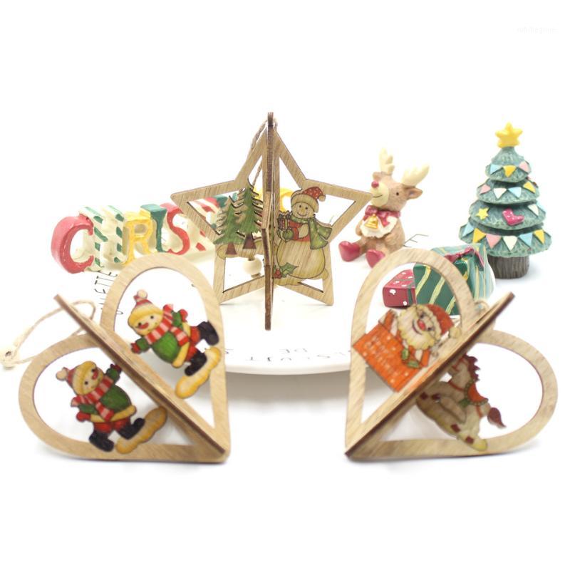 

Christmas 3D Star Wooden DIY Pendants Ornaments Christmas Decorations for Home Noel Tree Decoracion Navidad New Year Kids Gift1