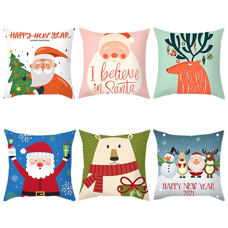 

Santa Claus Christmas Cushion Cover Merry Christmas Decorations For Home 2020 Xmas Decor Cristmas Ornament Noel Navidad New Year Pillow Case