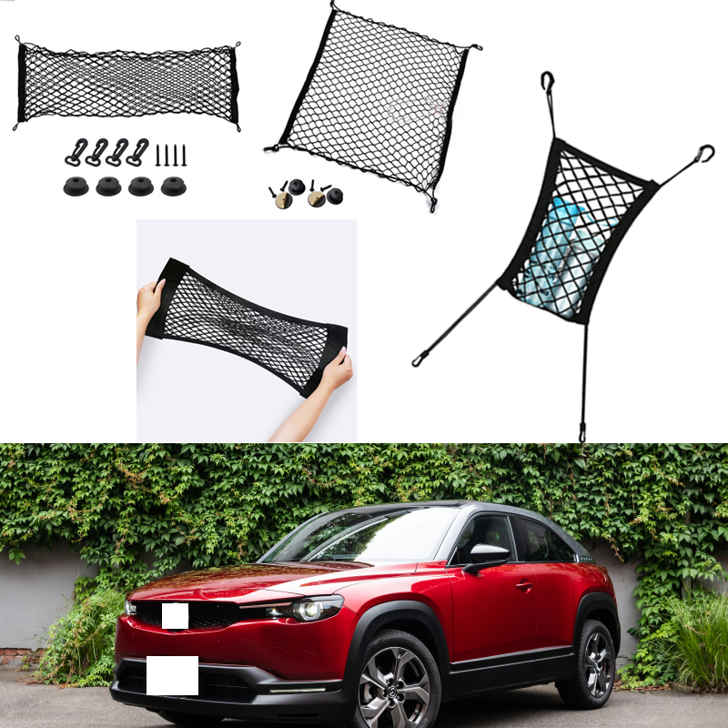 

For Mazda MX-30 MX30 Car Auto vehicle Black Rear Trunk Cargo Baggage Organizer Storage Nylon Plain Vertical Seat Net