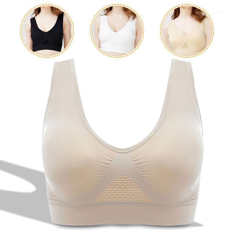 

Breathable Women Seamless Hollow Sports Bras With cups -3XL Underwear Shockproof Gym Fitness Athletic Running Sports Bras Vest1, Beige