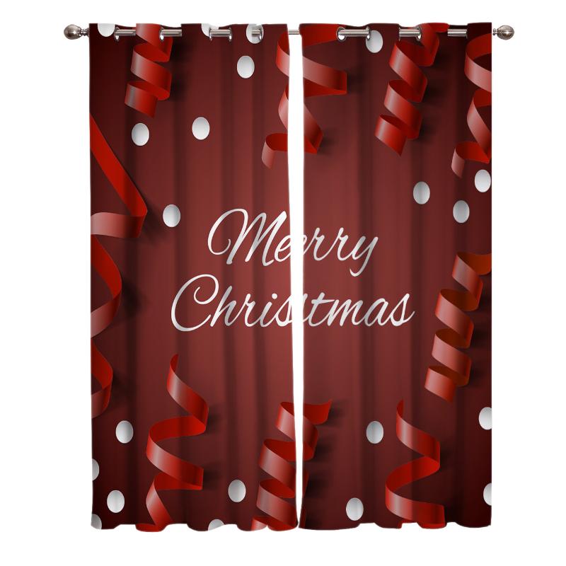 

Christmas Ribbon Red Gradient Home Decor Window Curtains Bedroom Kitchen Curtain Panel Curtains for Living Room, Lsz00008