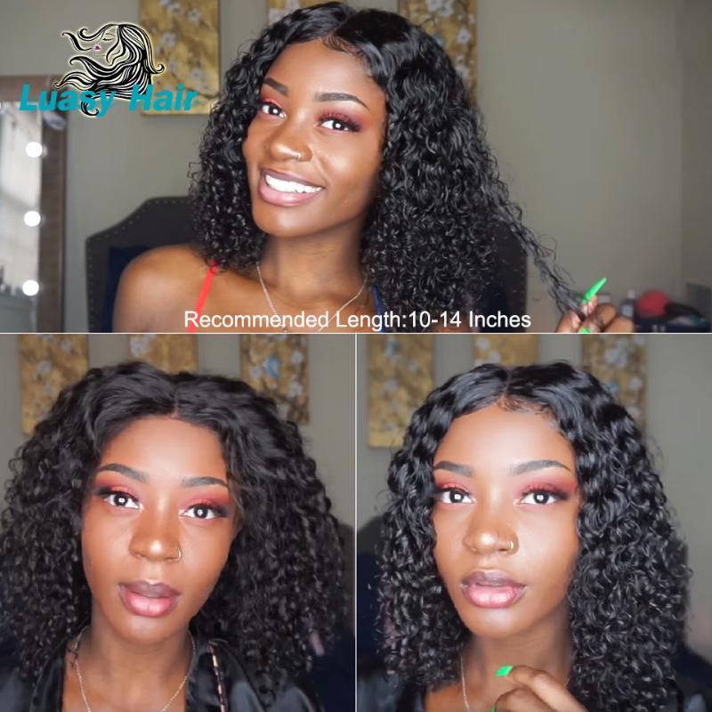 

Lace Front Human Hair Wigs for Black Women Deep Wave Curly HD Frontal Bob Wig Brazilian afro Short Long 30 Inch Real Natural, As pic