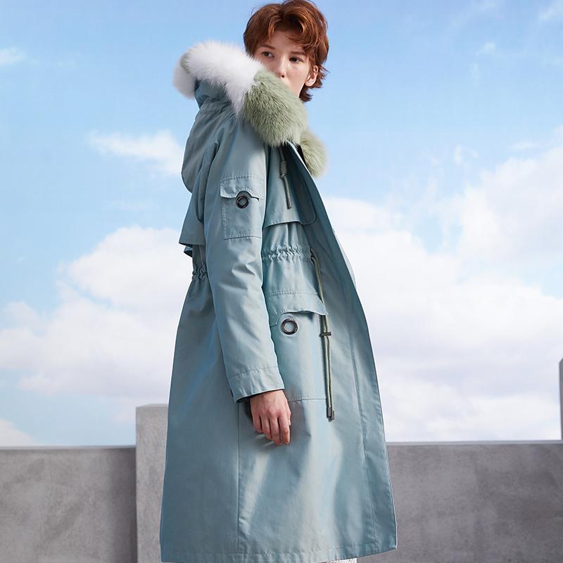 

MissFoFo 2020 Winter New Women's Casual Large Fur Hooded Coat Parka Loose Clothing Zipper High Quality, Black