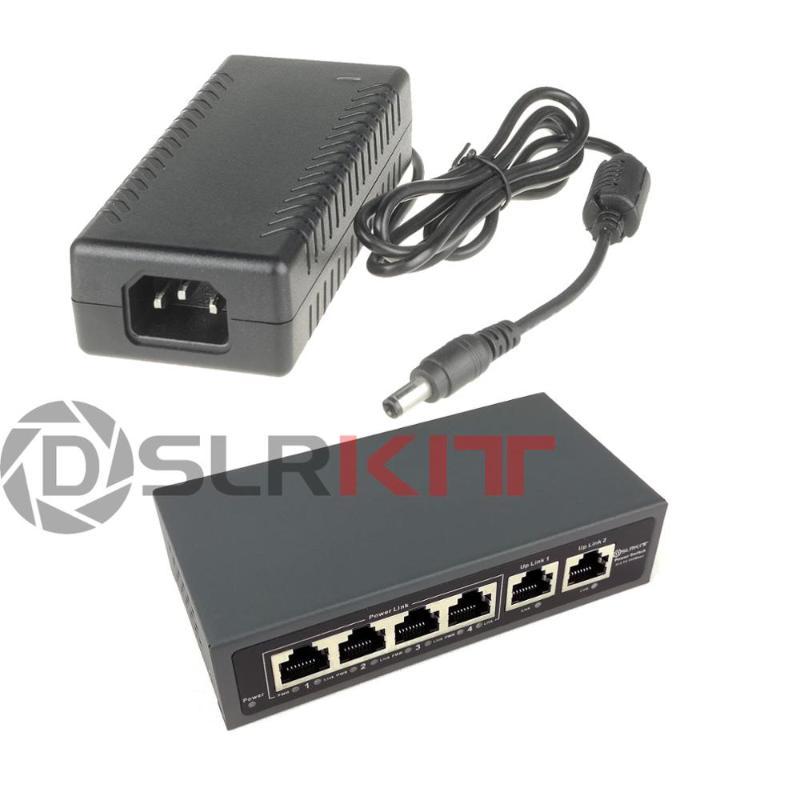 

DSLRKIT 48V 72W 6 Ports 4 PoE Injector Power Over Ethernet Switch 4,5+/7,8