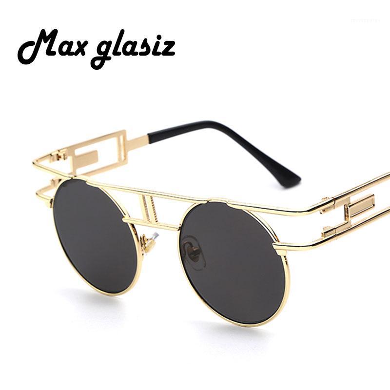 

Wholesale- Steampunk Round Sunglasses Women Men Coating Sun Glass Inspired Unique 80's Retro Glasses Female Girls Feminino1