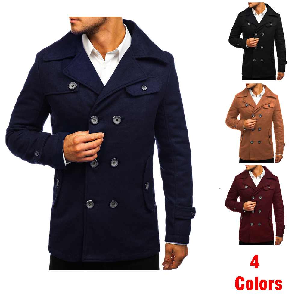 

Male Autumn/warm Winter Coat Off Button Quality Jacket Top Wjrl, Black