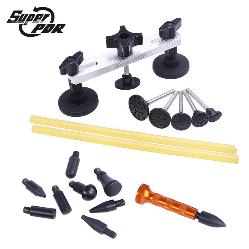

Super PDR Paintless Dent Repair Tools kit Pulling bridge glue sticks tool set with 9 head tap down pen Dent Removal hand tools