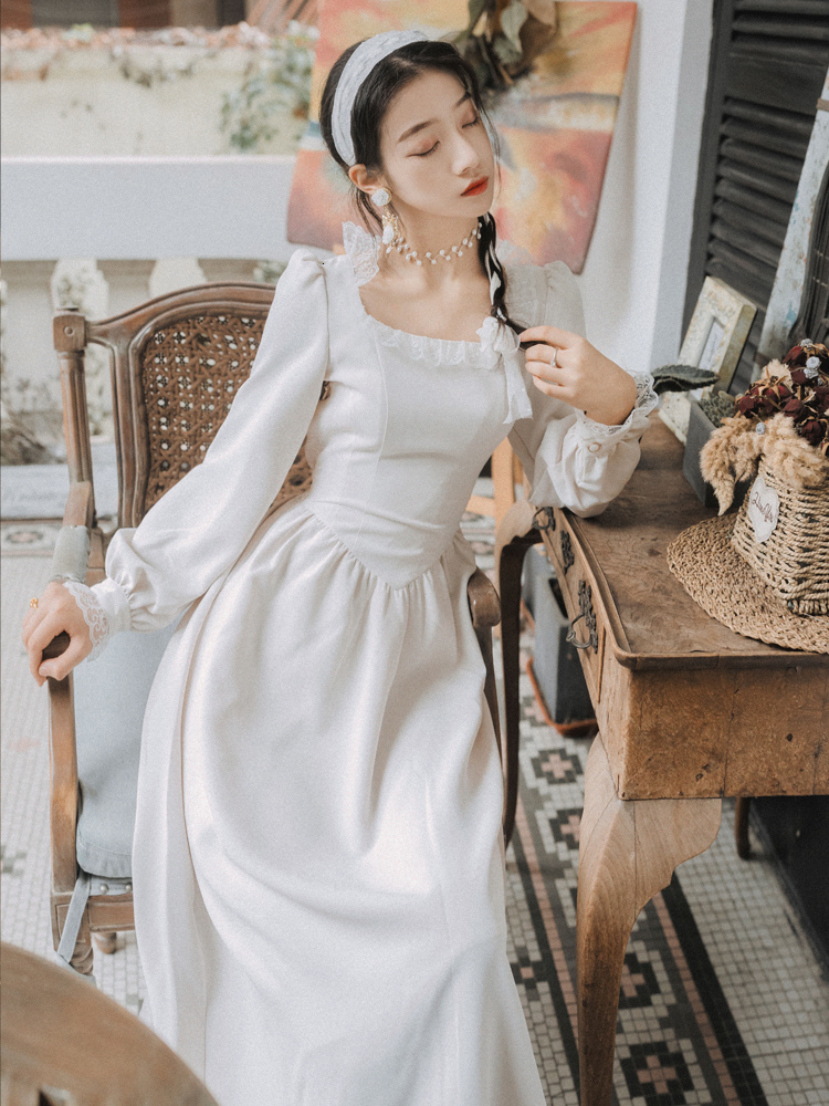 

Dressed White Women Party Night 2021 Spring Ankle Elegant Woman' Length Mid Calf' Long Sleeve Dress Xtm9, Blue
