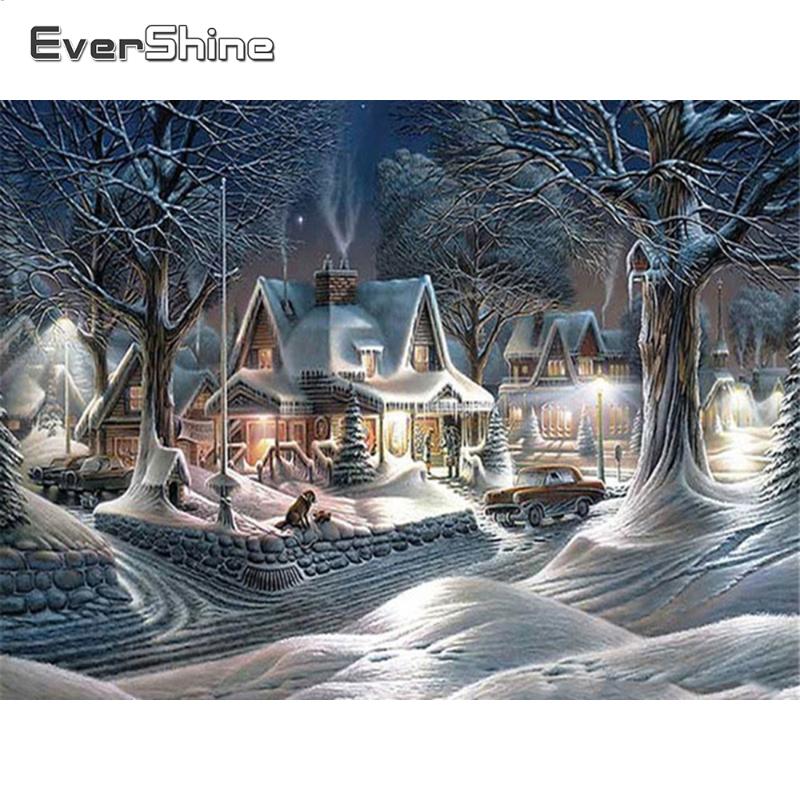 

Evershine Diamond Painting Full Drill Square Landscape Winter Snow Diamond Embroidery Scenery Mosaic Cross Stitch Bead