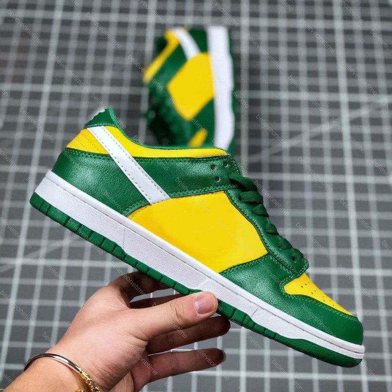 

New Dunk SB Low SP Brazil Green Yellow White CU1727-700 Men Women Running Shoes Chunky Dunky University Champ Colors Basketball Sneakers, Black