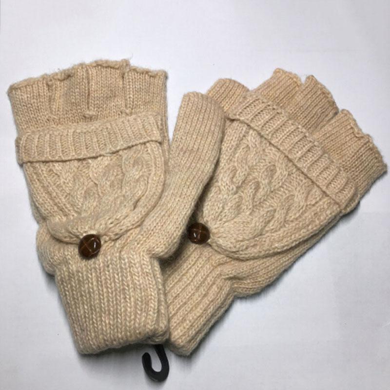 

New Women Winter Simple Warm Fingerless Gloves Girls Mittens Wool Knitted Exposed Finger Gloves