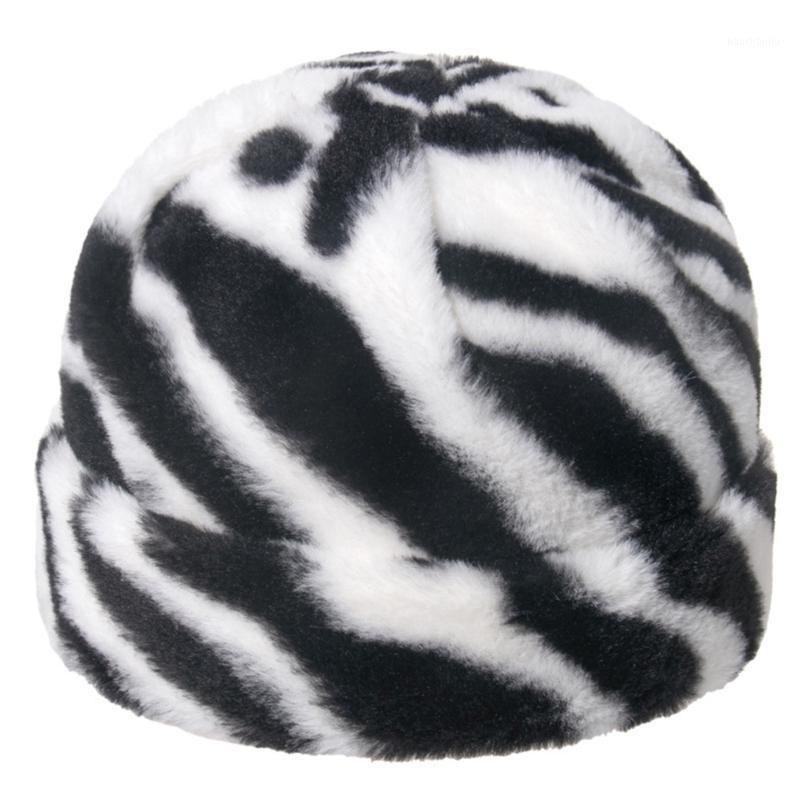 

Unisex Vintage Zebra Stripes Beanie Hat Winter Fuzzy Plush Warm Cuffed Skull Cap1