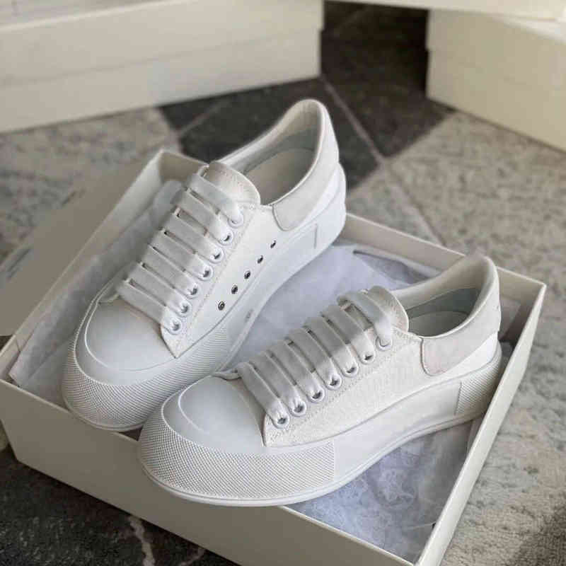 

canvas women's 2022 new lace up elevated leisure thick soled white shoes, Blue