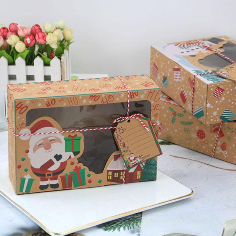 

New Bakery Gift Boxes Kraft Paper Gift Box Gingerbread Cookie Boxes Festival Classic Kraft Paper Box Candy Event Party Supplies
