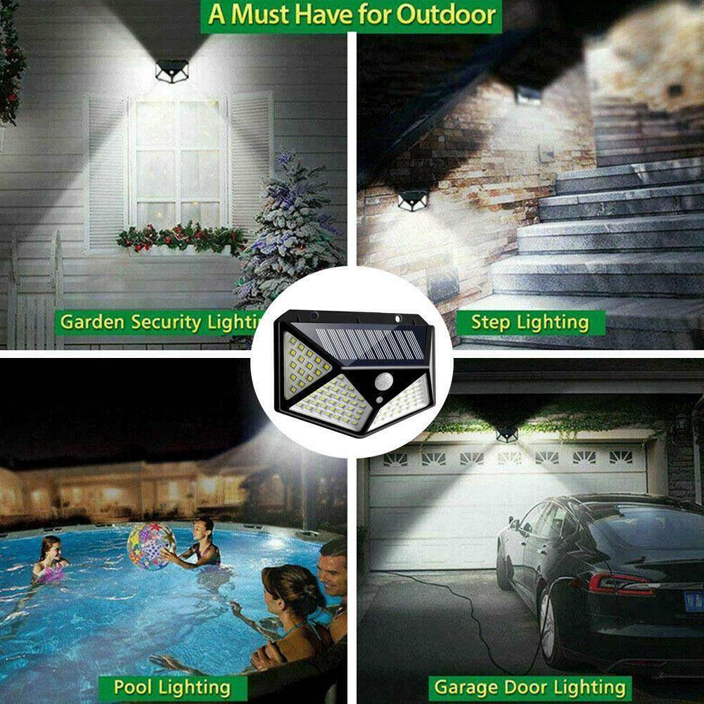 

100 LED Solar Waterproof Power PIR Motion Sensor Wall Light Outdoor Garden Lamp