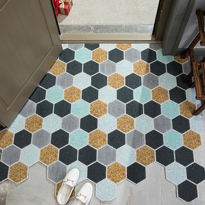 

European style carpet Come in PVC Tailoring doormat DIY Home Wire rings Foot restaurant pad Hotel Shoe sole dirt removal pad, A-rectangle
