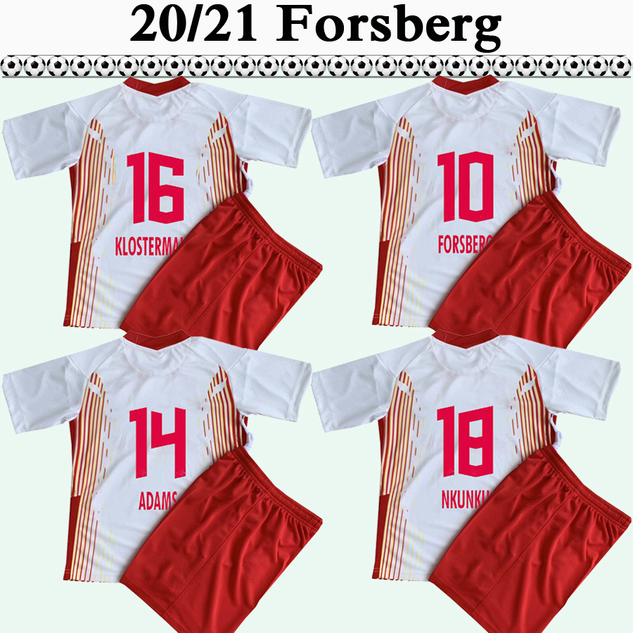 

20 21 FORSBERG KLOSTERMANN Home Kids Kit Soccer Jerseys RBL SABITZER UPAMECANO POULSEN HALSTENBERG OLMO ADAMS HEE CHAN Child Football Shirt, Tz715 2021 home no socks
