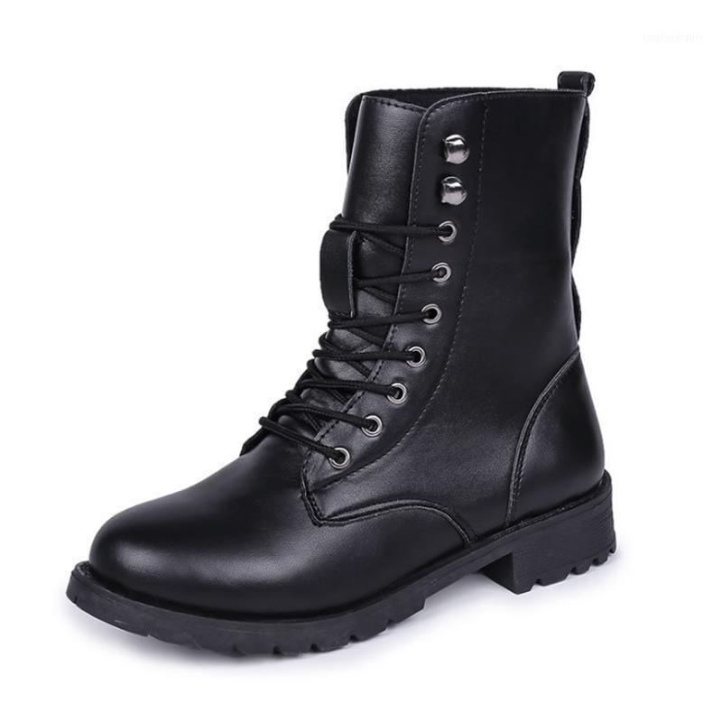 

Chunky Motorcycle Boots For Women Autumn Nice Round Toe Lace-up Black Boots Shoes Street Outdoor Style Girls High Tube1