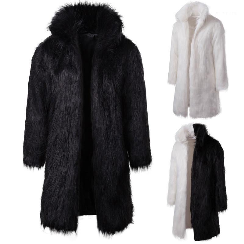 

Fashion Patchwork Faux Fur Jacket Men 2019 Winter Fluffy Fur Long Parka Warm Overcoat Male Luxury Coat Outwear 3XL1, Black
