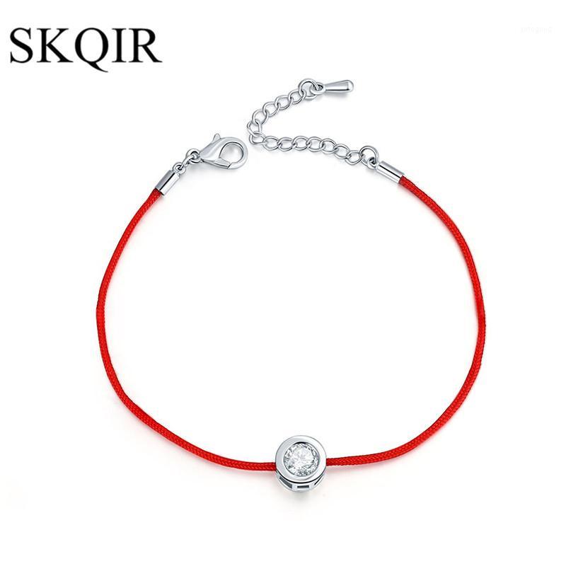 

Charm Bracelets Whole SaleSKQIR Fashion Women Thin Red Cord Thread String Rope Chain With CZ Zirconia Silver Color Bracelet For Female Jewel