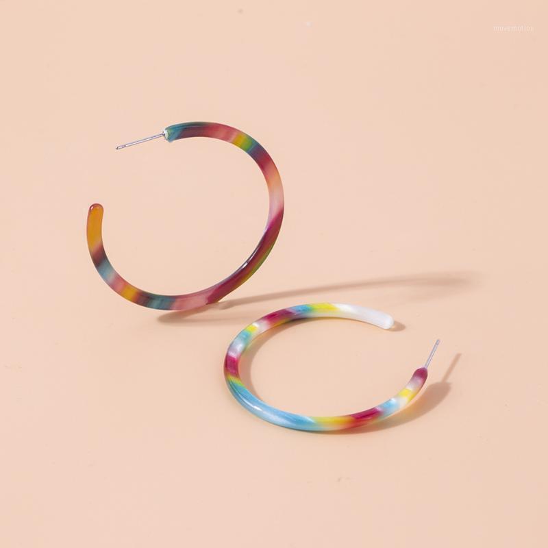 

Exaggerated Acrylic Resign C-shaped Rainbow Big Hoop Earrings for Women Acetic Acid Women's Earring Fashion Jewelry Accessories1