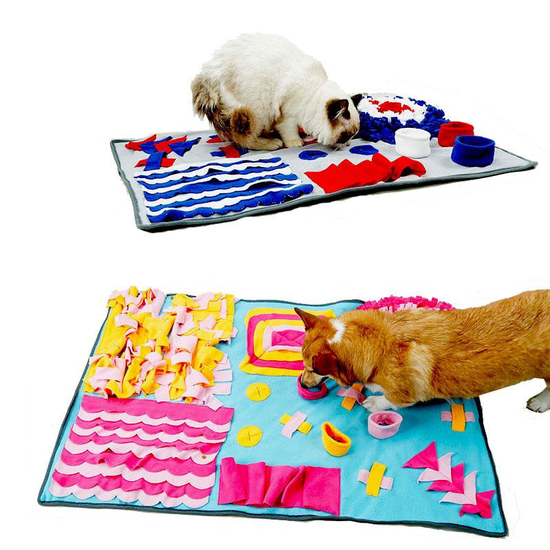 

Anti skid Pet Snuffle Mat Soft Colorful Fleece Plush Toy Slow Feeding Smell Nosework Activity Dog Training Blanket, Grey (78 and 50cm)