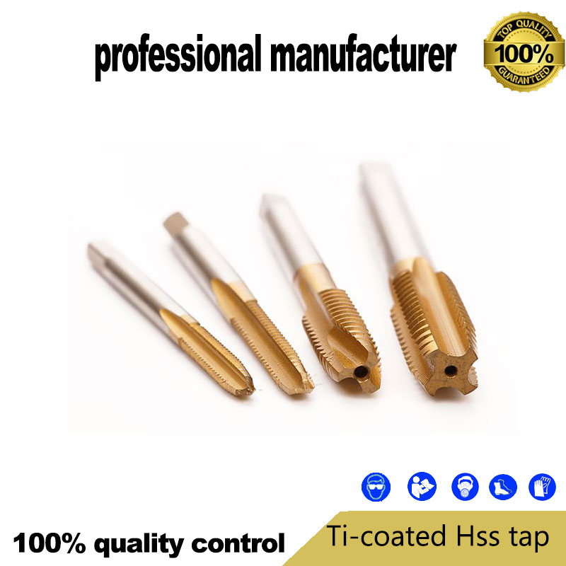 

Machine tap high speed steel titanium plated HSS metric straight slot tap industrial TIN coating coarse