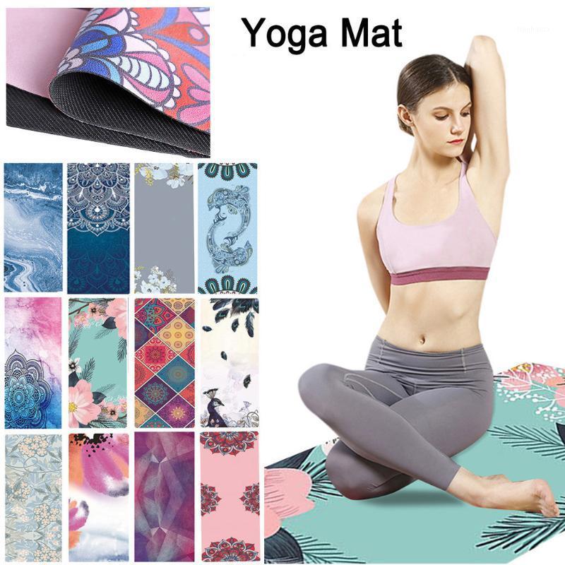 

1.5mm Ultra Thin Printed Yoga Mats Portable Foldable Sweat Absorbing And non-slip yoga Mat183X68 cm1, Red