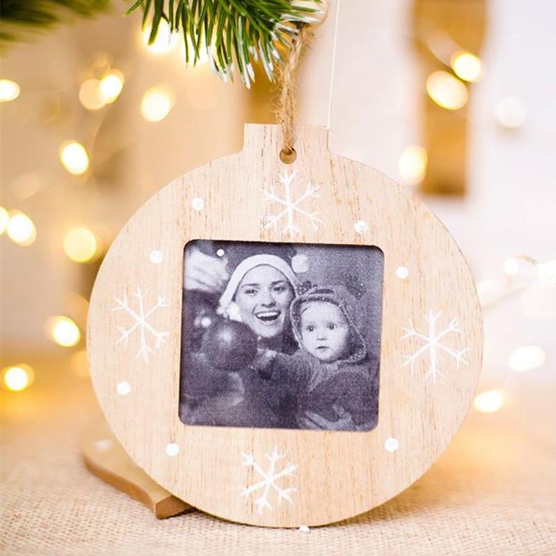 

Navidad Kerst Picture Frame Wood Pendant Christmas Tree Decorations for Home Garland Diy Crafts New Year 2020 Ornament Supplies