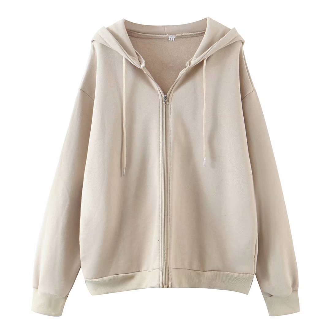 

2021 New Autumn Wind in Europe and America Women' Pure Color Easy Zipper Manufacturers Selling Wholesale Hooded Fleece H6b2, See chart