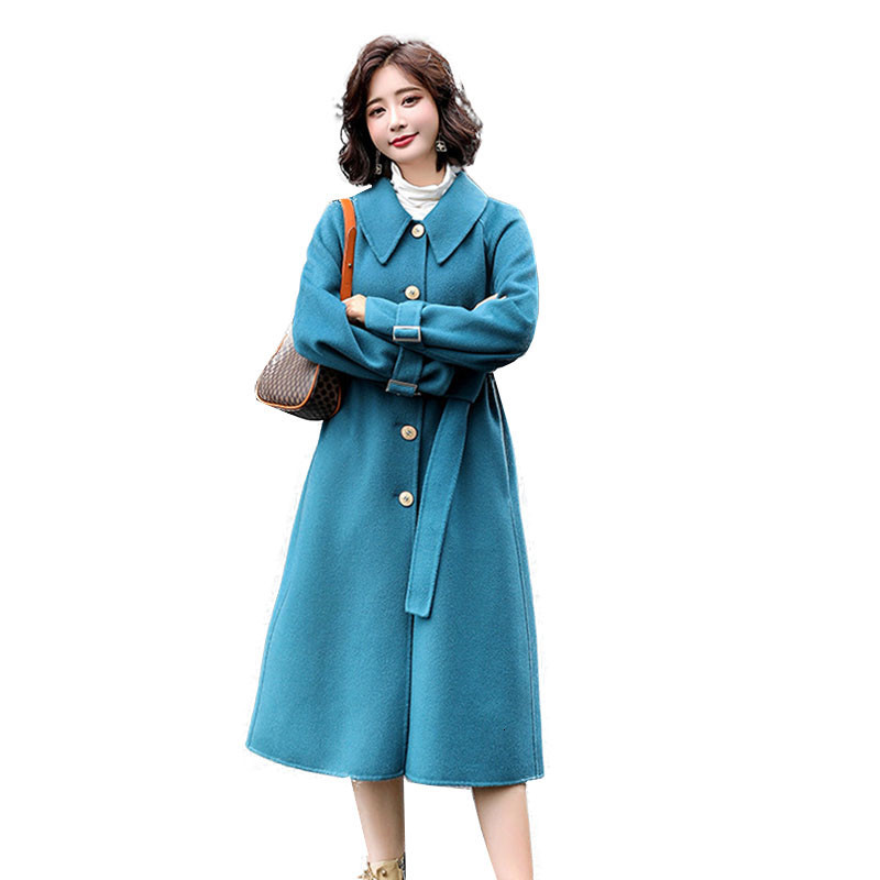 

2021 Women's Autumn Winter New Coat Loose Plus Size Wool Jacket Female Keep Warm Overcoat Women Long Woolen Coat's A400 1x7i, Black