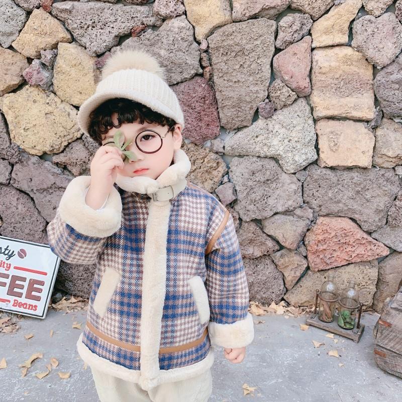 

Spring Winter Boy Girl Coat Jackets Warm Clothing Kids Teenage Fashion Stripe Children Lapel Tops Lamb Wool High Quality Thicken, Pants