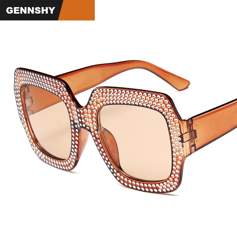 

2020 New Diamond Sunglasses Women Men Big Square Fashion Sunglasses Mirror Lenses Transparent Plastic Ocean Lenses