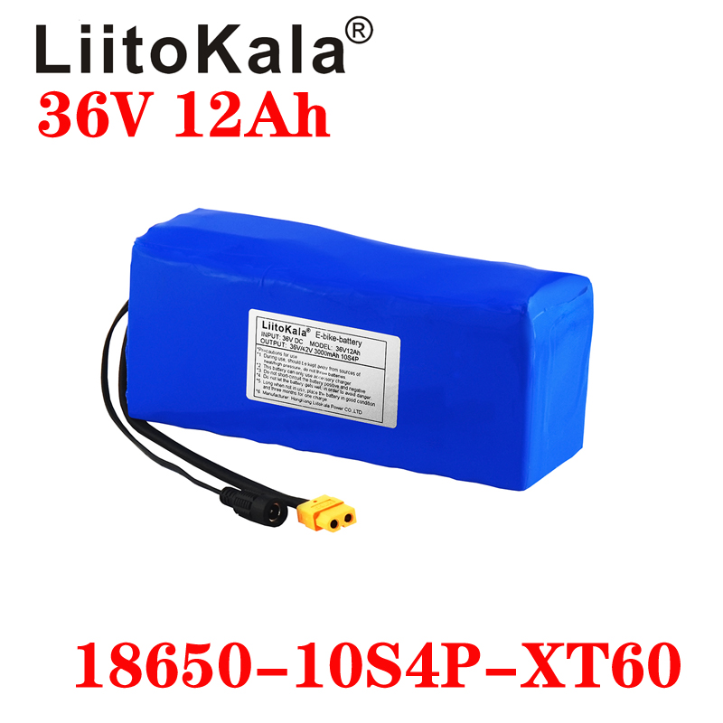 

LiitoKala 36V 12AH Electric Bike Battery pack Built in 20A BMS Lithium cells 36 Volt with 2A Charger E-bike Batteries