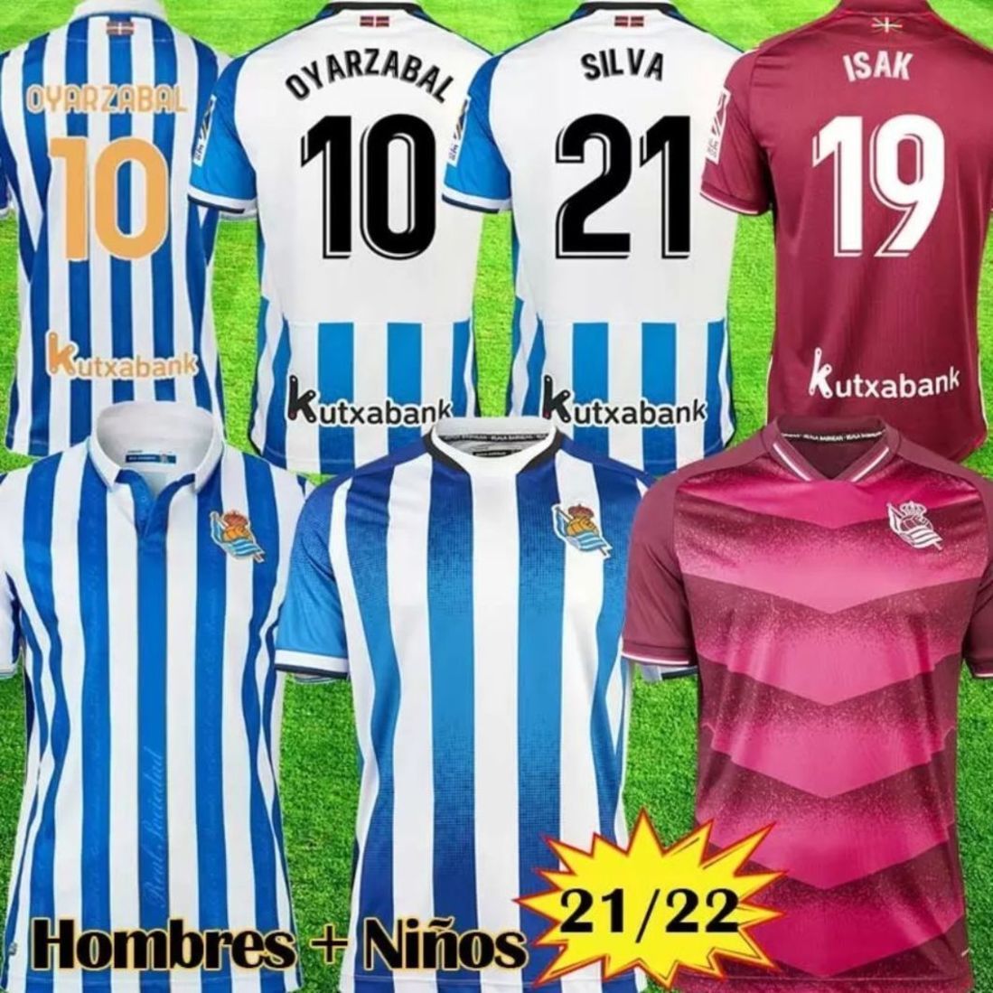 

Real Sociedad 21 22 Soccer Jerseys DAVID SILVA OYARZABAL camiseta de futbol Copa del Rey jersey Hombres Niños 2021 2022 men kids kit football Shirts, Kids home