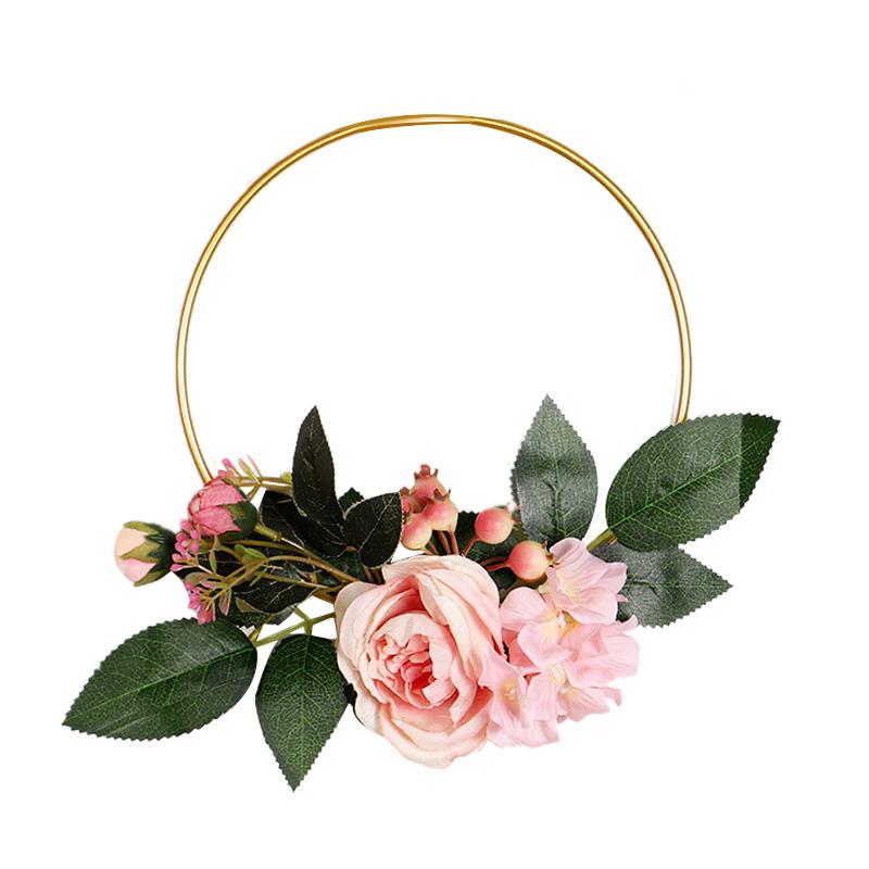 

Decorations for Home Simulation Round Square Wall Hanging Door Wreath Wall Ornament, Pink rose hydrangea