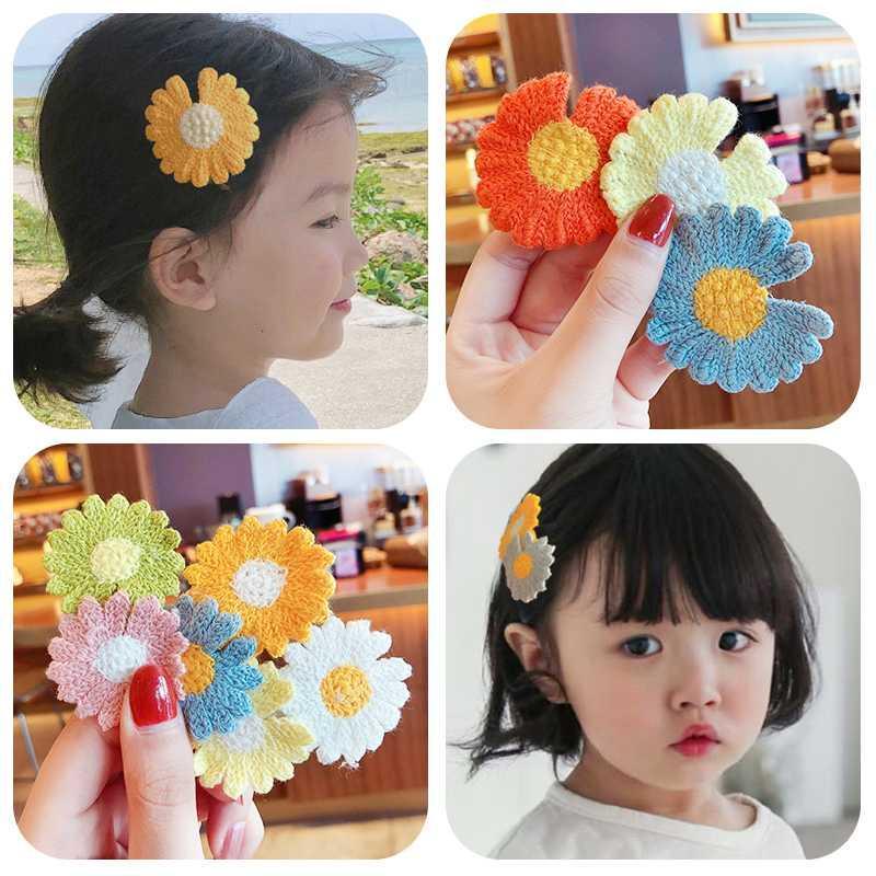 

New Cute Candy Knitting Soft Flower Ornament Hair Clips Children Lovely Barrettes Hairpins Kid Girls Sweet Hair Accessories1, Mix