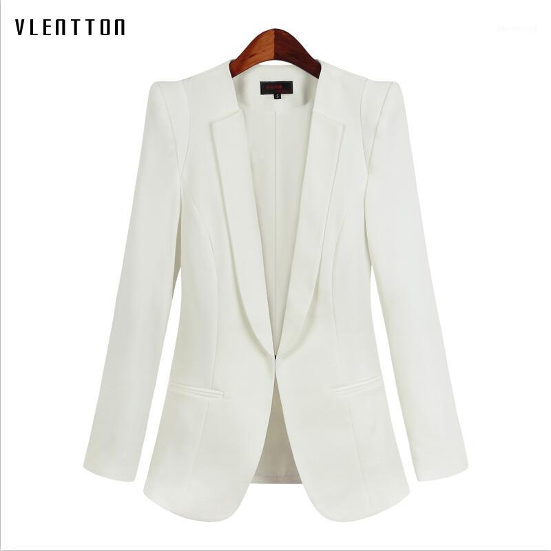 

Plus Size 5XL Women' Suit Jacket 2019 New Spring Autumn Long Sleeve White Blazer For Women Office1
