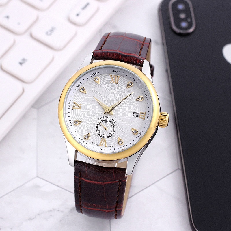 

high quality Little needle run seconds Automatic mechanical watch Fashion Mens sport Watches leather belt Top WristWatches montre de luxe