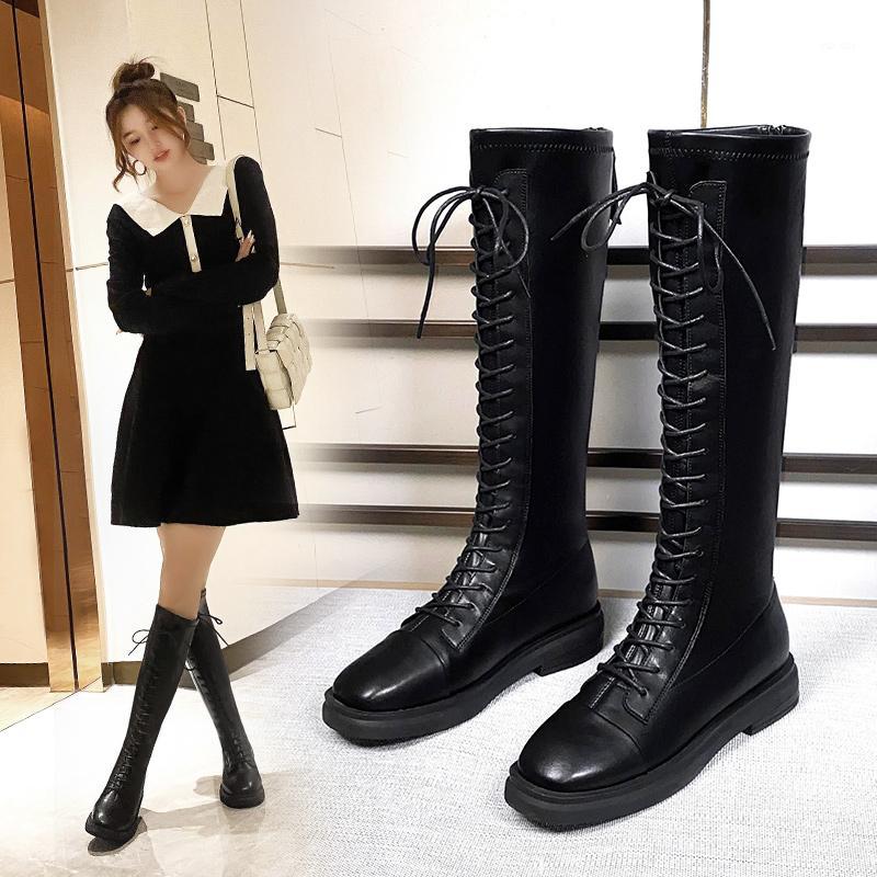 

2020 Winter Women Boots Women Knee High Boots Designer Black Leather High Boot Wedge Thigh1