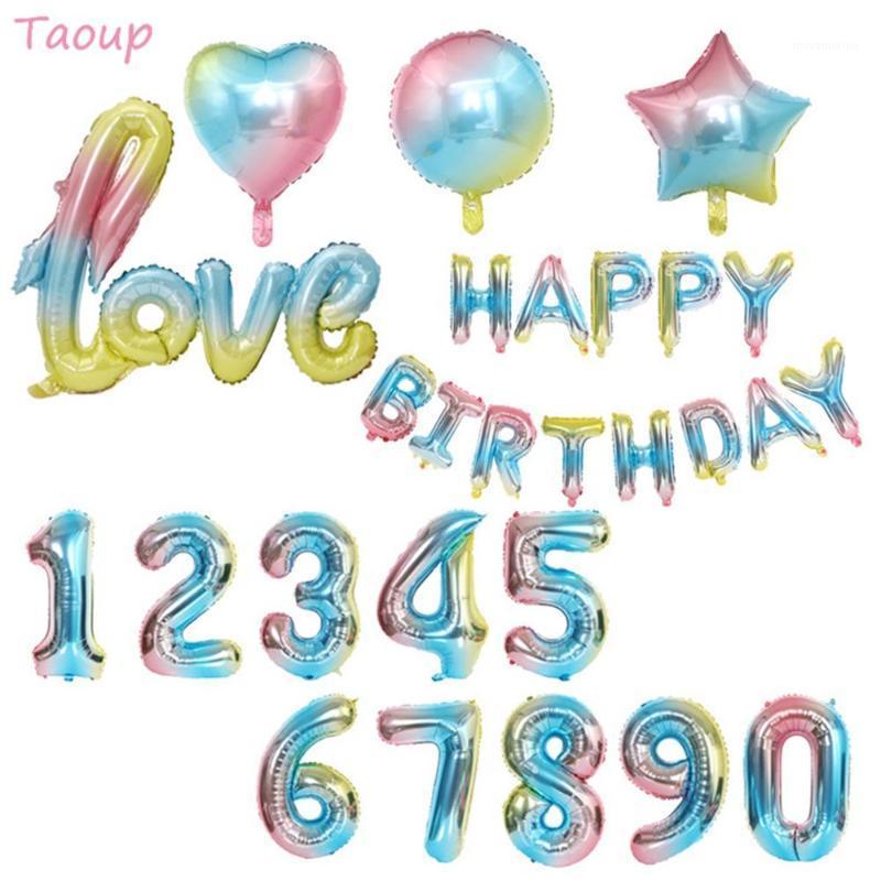 

Taoup 32inch Happy Children's Birthday Balloons Foil Gradient Rainbow Number Ballons Letter Balon Helium Baloes Wedding Balloon1