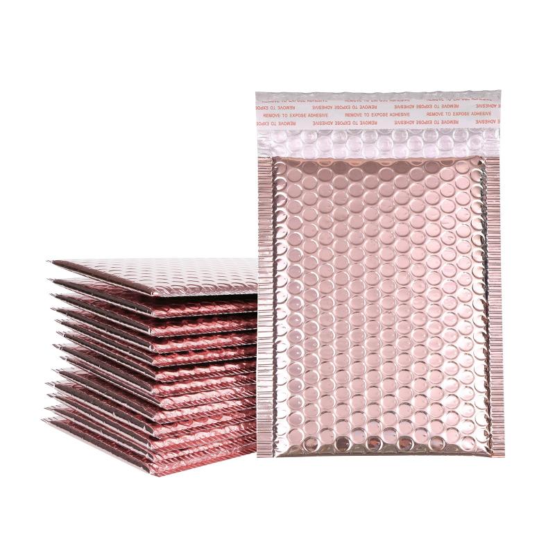 

50PCS Rose Gold color Bubble Mailers Padded Envelopes Lined Poly Mailer Self Seal aluminizer Packaging Shipping Padded Envelopes