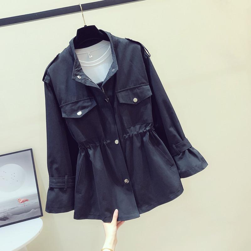 

New Fashion 2021 Spring Autumn Khaki Long Trench Coat Women' Korean Loose Waist Windbreaker Outerwear m354, Beige