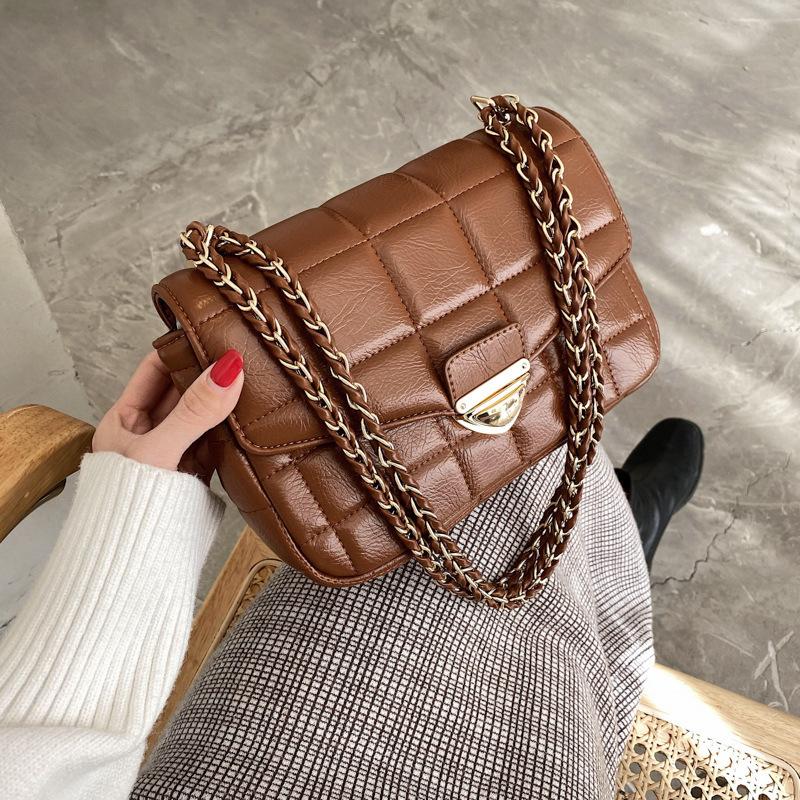 

Elegant Lady Retro Chain Handbag 2021 New Fashion High Quality PU Soft Leather Women's Designer Shoulder Messenger Bag Hand Bags, Beige